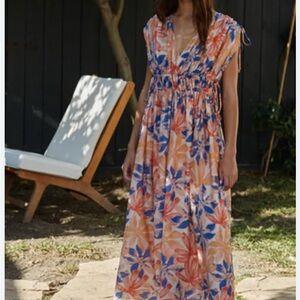 Together Floral Maxi Dress in Blue and Orange